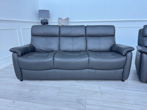 Furniture Village Charcoal Grey Static 3 + Power Recliner 2 Seater Sofa Set17