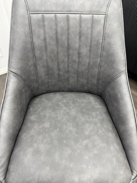 Furniture Village Crete Charcoal grey leather swivel dining chair (Pre-sale)13