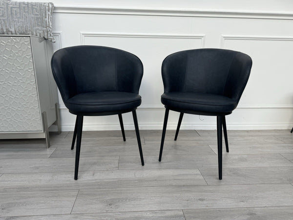 Furniture Village Hela Pair of 2 Navy Faux Leather Dining Chairs6