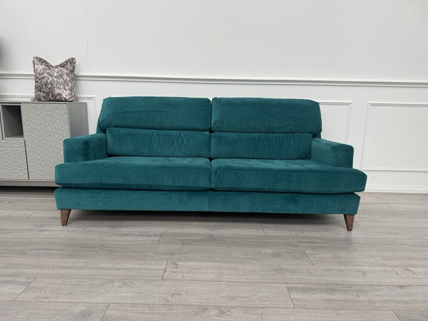 Furniture Village Lounge Co Romilly Teal Velvet Fabric 4 Seater Sofa RRP £21951