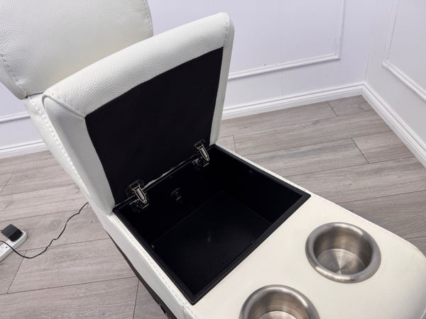 Sofology Radleigh Console White Leather Cup Holders Storage2