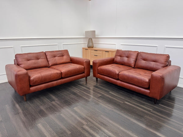 Barker And Stonehouse Houghton 2+2 Seater Sofas Brown Leather0