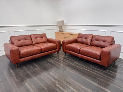 Barker And Stonehouse Houghton 2+2 Seater Sofas Brown Leather0