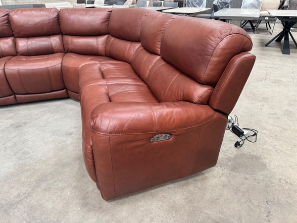 Furniture Village Link Brown Leather Power Recliner Corner Sofa Symmetrical19