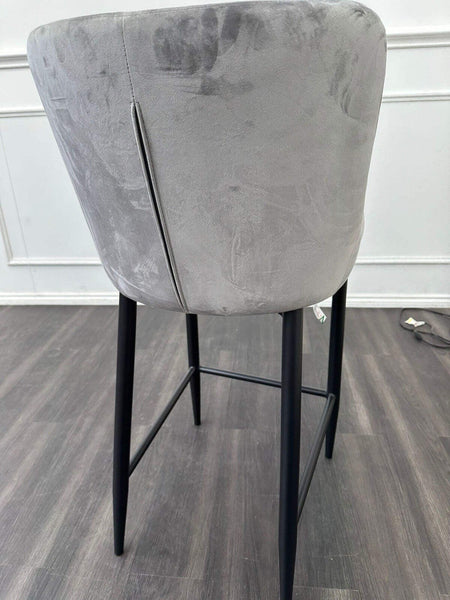FV Kos Standard Dining Barstool Grey Velvet (Choose Quantity)7