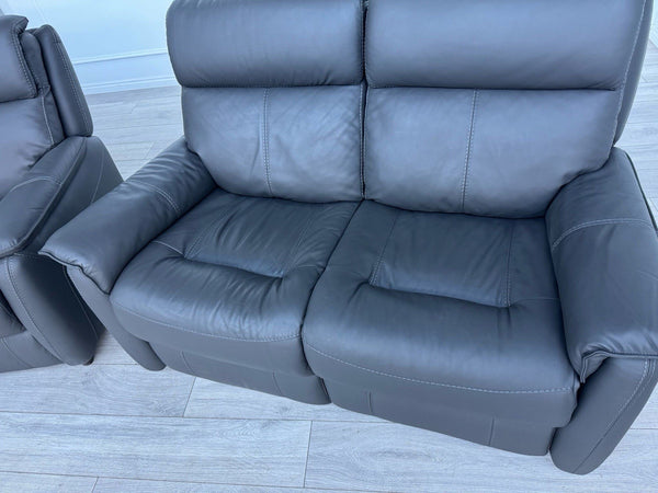 Furniture Village Charcoal Grey Static 3 + Power Recliner 2 Seater Sofa Set8