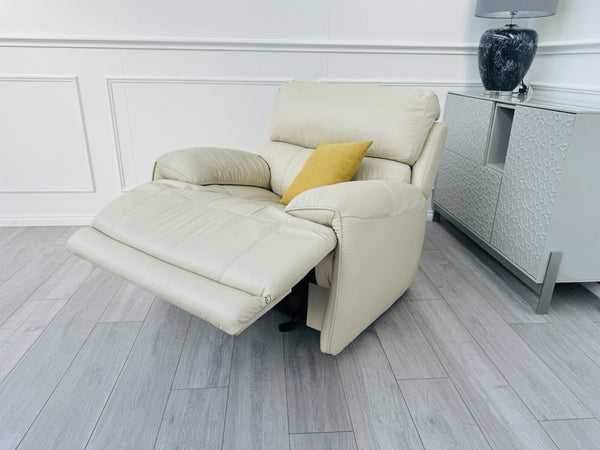 FV Link Beige Genuine Leather Pwr Recliner Armchair + Headrest + Rocking4