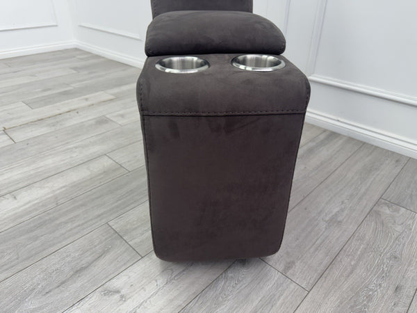 Sofology Radleigh Console Chocolate Brown Textured Fabric Cup Holders Storage8