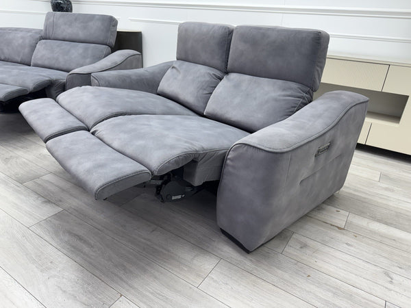 FV Xavier Grey Velvet 3+2 Seater Sofa Set Power Recliners & Headrests21