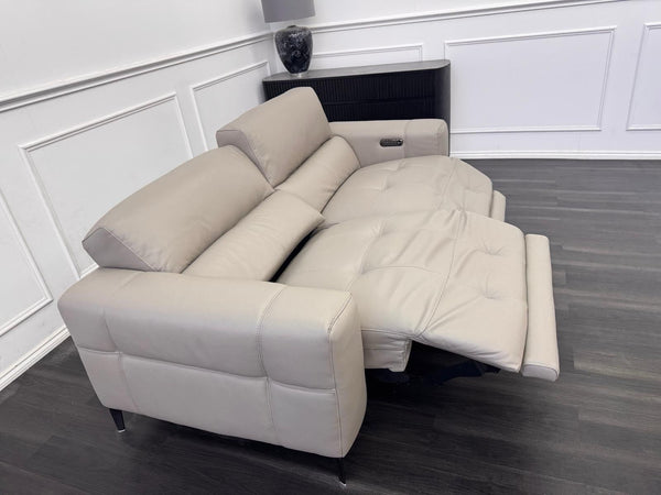 Furniture Village New York Power Recliner 3 Seater Sofa Pale Grey Leather16