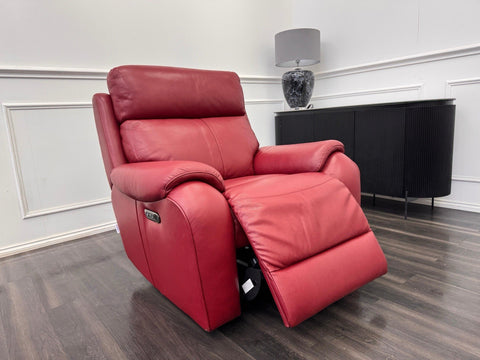 LA Z BOY Winchester Power Recliner Armchair In Red Leather0