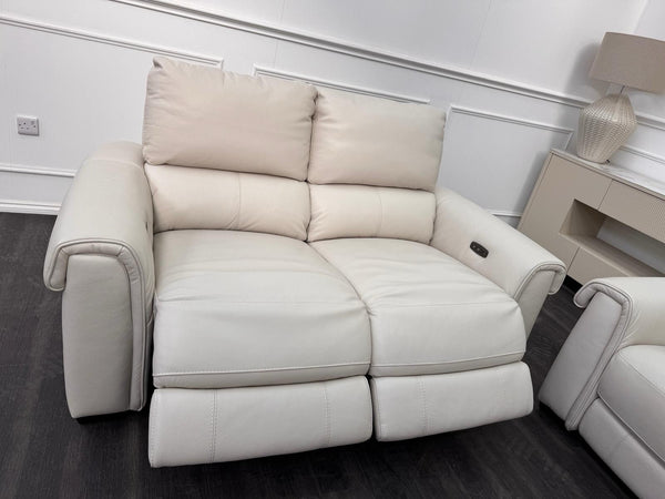 Furniture Village Nixon 2 & 2 Seater Sofa Set Power Recliner Frost Leather11