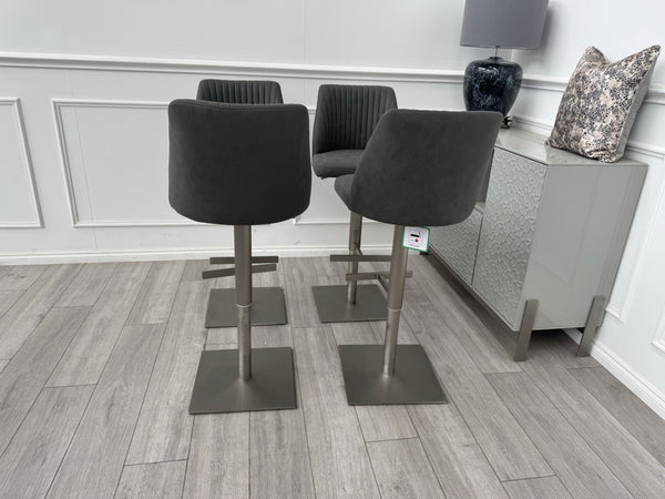 Furniture Village Grigio Set Of 4 Grey Suede Swivel Barstools Chairs13
