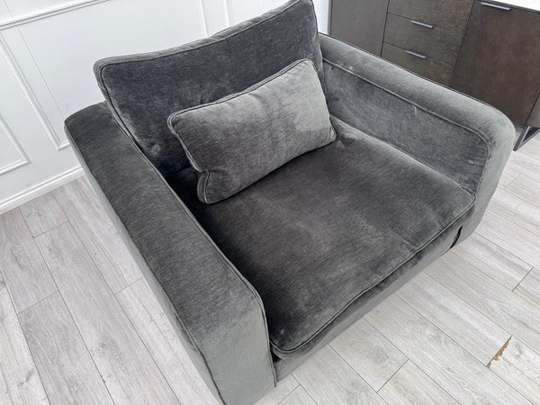 Sofology Cavalli Loveseat Charcoal Grey Denim Chenille Fabric6