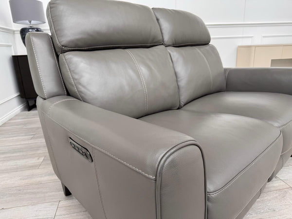 Furniture Village Zen Grey Leather Static 3 Seater  + Recliner 2 Seater Sofa Set21