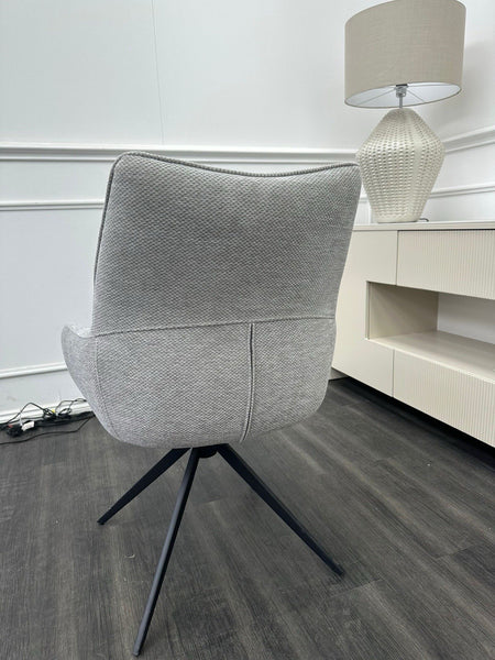 Furniture Village  Kiara Silver Fabric Swivel Dining Chair (Pre-sale)4