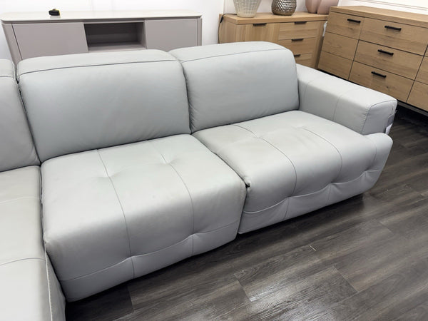 DFS Riviera Light Grey Leather Corner Sofa Power Recliner3