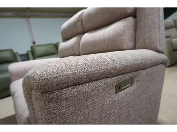 Parker Knoll Colorado pink mix fabric electric reclining 2 seater sofa2