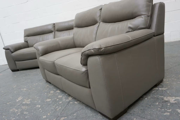 Furniture Village Elephant grey leather standard 3 + 2 seater sofa Set2