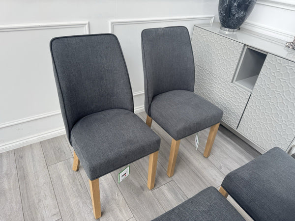 Furniture Village Hamilton Charcoal Fabric Set Of 4 Wooden Dining Chairs2