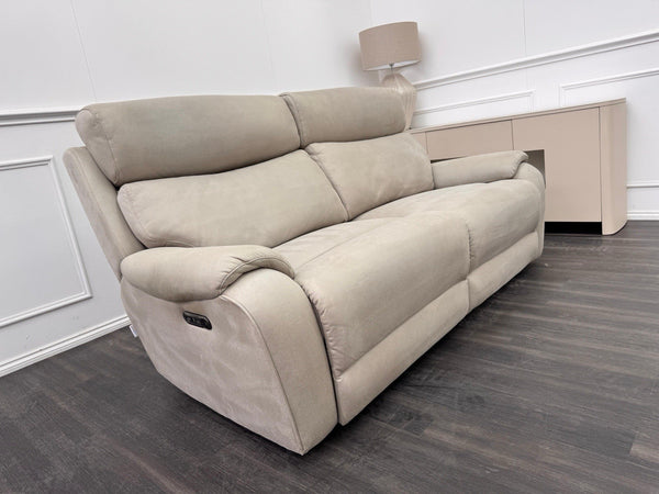 LA Z BOY Winchester Power Recliner 3 Seater Sofa In Beige Fabric Power Headrest22