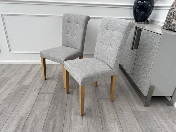 Furniture Village Augusta Grey Fabric Pair Of 2 Roll Back Dining Chairs4