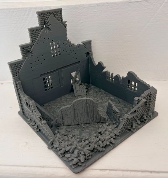 28mm Ruined Cottage Rural Dutch House Destroyed Building0