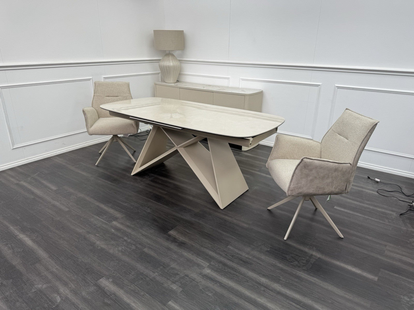 Furniture Village Mirage Large Extending Dining Table marble-effect ceramic top0