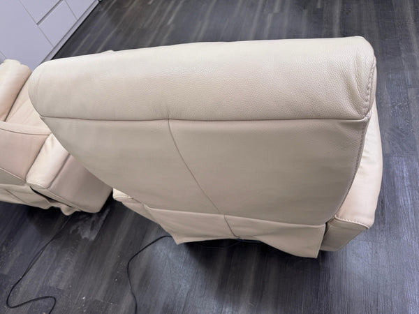 Furniture Village Rowen Beige Leather Pair Of Armchairs Power Recliner10