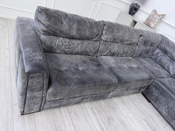 Sofology Maximo Large Corner Sofa Dark Grey Aniline Leather 3/CNR/34