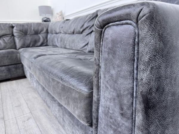 Sofology Maximo Large Corner Sofa Dark Grey Aniline Leather 3/CNR/310