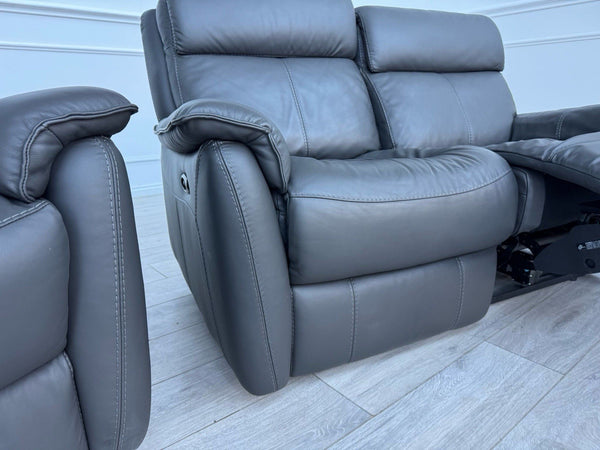Furniture Village Charcoal Grey Static 3 + Power Recliner 2 Seater Sofa Set19