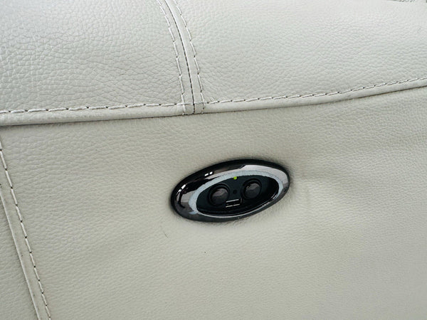 Furniture Village Feather Grey Leather Power Recliner 3 Seater Sofa19