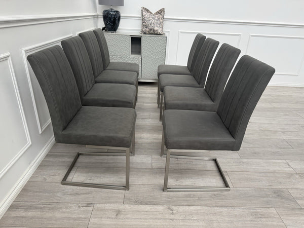 Furniture Village Grigio Set of 8 Grey Suede Dining Chairs8