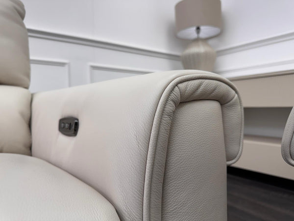 Furniture Village Nixon 2 & 2 Seater Sofa Set Power Recliner Frost Leather9