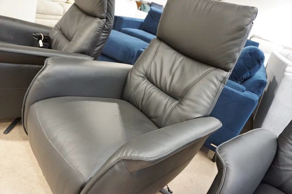 Furniture Village Le Mans Black leather Power Recliner swivel armchair1