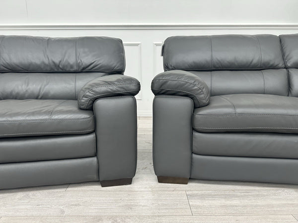 Furniture Village Cozee Dark Grey Pure Premium Leather 3+2 Seater Sofa Set14