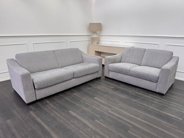 Furniture Village Optimus 3 Seater Sofabed + 2 Seater Sofa Set Grey Fabric0