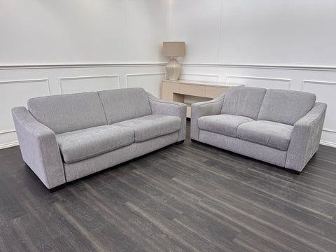 Furniture Village Optimus 3 Seater Sofabed + 2 Seater Sofa Set Grey Fabric0