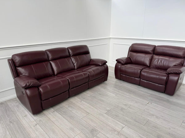Furniture Village Moreno Power Recliner 3 + 2 Seater Sofa Set Burgundy Leather20