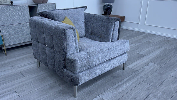 DFS Roulette New Grey Fabric Armchair1
