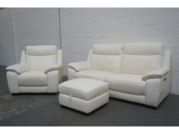 Furniture Village Starlight 3 Seater & Armchair Sofa Set in Frost White Leather 3