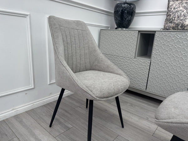 Furniture Village Crete Pair Of 2 Swivel Dining Chairs Grey Fabric1