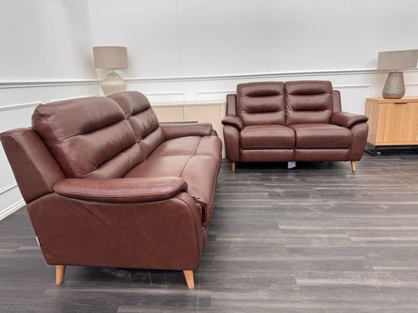 LA Z BOY Madison Static 3+2 Seater Sofa Set Brown Leather13