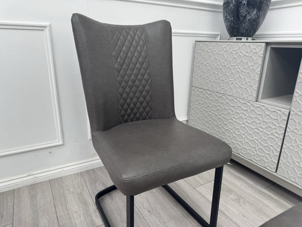 Furniture Village Bodahl Loki Set of 4 Grey Faux Suede Cantilever Dining Chairs6