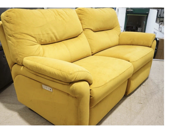 G Plan Seattle 3 Seater Sofa Power Recliner in Mustard Velvet Fabric 2