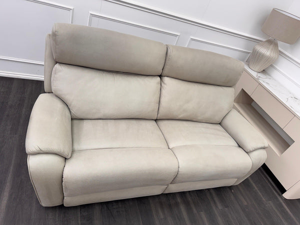 LA Z BOY Winchester Power Recliner 3 Seater Sofa In Beige Fabric Power Headrest19