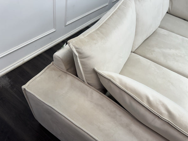 DFS Large Cream Velvet Corner Sofa Left Hand Facing (Fast Delivery)18