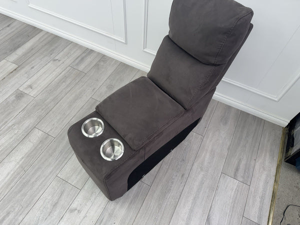 Sofology Radleigh Console Chocolate Brown Textured Fabric Cup Holders Storage5