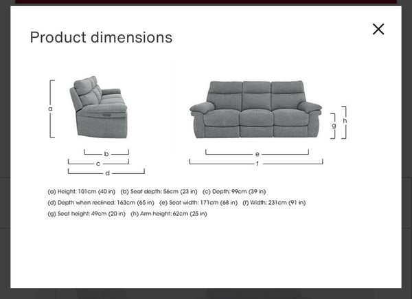 FV Serene Black Leather Power Recliner 3 Seater Sofa Lumbar + Headrest19